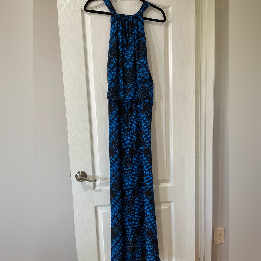 Caché Black and Blue Prints Jumpsuit Pants